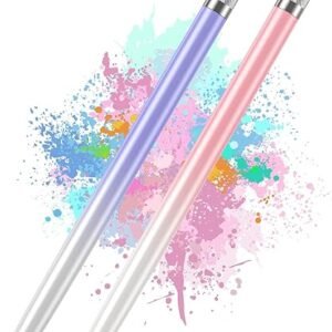 2PCS Stylus Pens for Touch Screens,Stylus Pen for iPhone/iPad/Tablet Android/Microsoft Surface,Compatible with All Touch Screens(White Pink/White Purple)