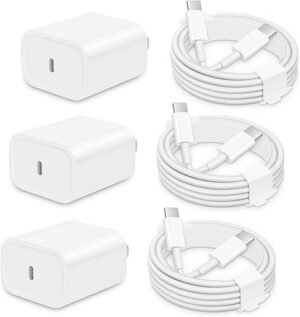 3 Pack i Phone 16 15 Charger Fast Charging, 20W USB C Charger Block with 6FT Type C Charger Cord Compatible with i Phone 16/16 Plus/16 Pro Max/15/15 Pro/15 Plus/15 Pro Max, i...