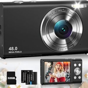 4K Digital Camera, 48MP Vlogging Camera for Photography and Video Autofocus Anti-Shake, Point and Shoot Digital Camera with 16X Zoom 32GB Card, Portable Compact Camera for Teens...