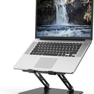 Adjustable Laptop Stand for Desk, Metal Foldable Laptop Riser, Portable Laptop Holder Mount, Ventilated Cooling Computer Notebook Stand Compatible with 10-15.6” Laptops