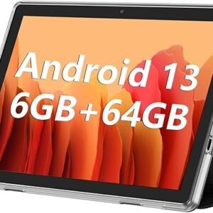 Android Tablet, 10.1 inch Android 13 Tablets 6GB RAM 64GB ROM 1TB Expand, 1280x800 IPS HD Touchscreen,6000mAh Battery, Bluetooth, Dual Camera, GMS, WiFi (Black)