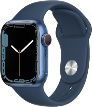 Apple Watch Series 7 (GPS + Cellular, 45mm) Blue Aluminum Case with Abyss Blue Sport Band, Regular (Renewed)