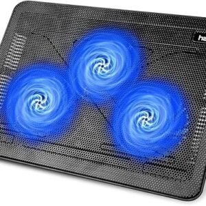 havit HV-F2056 15.6"-17" Laptop Cooler Cooling Pad - Slim Portable USB Powered (3 Fans), Black/Blue