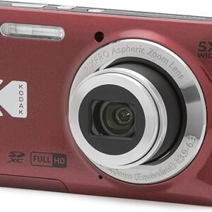 KODAK PIXPRO FZ55-RD 16MP Digital Camera 5X Optical Zoom 28mm Wide Angle 1080P Full HD Video 2.7" LCD Vlogging Camera (Red) Packaging May Vary