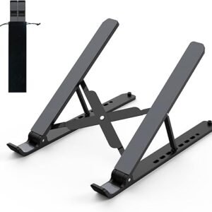 Laptop Stand for Desk, Adjustable Laptop Riser ABS+Silicone Foldable Portable Laptop Holder, Ventilated Cooling Notebook Mount Computer Stand for 10-15.6” Laptops,Tablets-Black