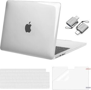 MOSISO Compatible with MacBook Air 13 inch Case 2025 2024 2023 2022 M3 A3113 M2 A2681, Plastic Hard Shell&Keyboard Cover&Screen Film&Type C Adapter for MacBook Air 13.6 inch...